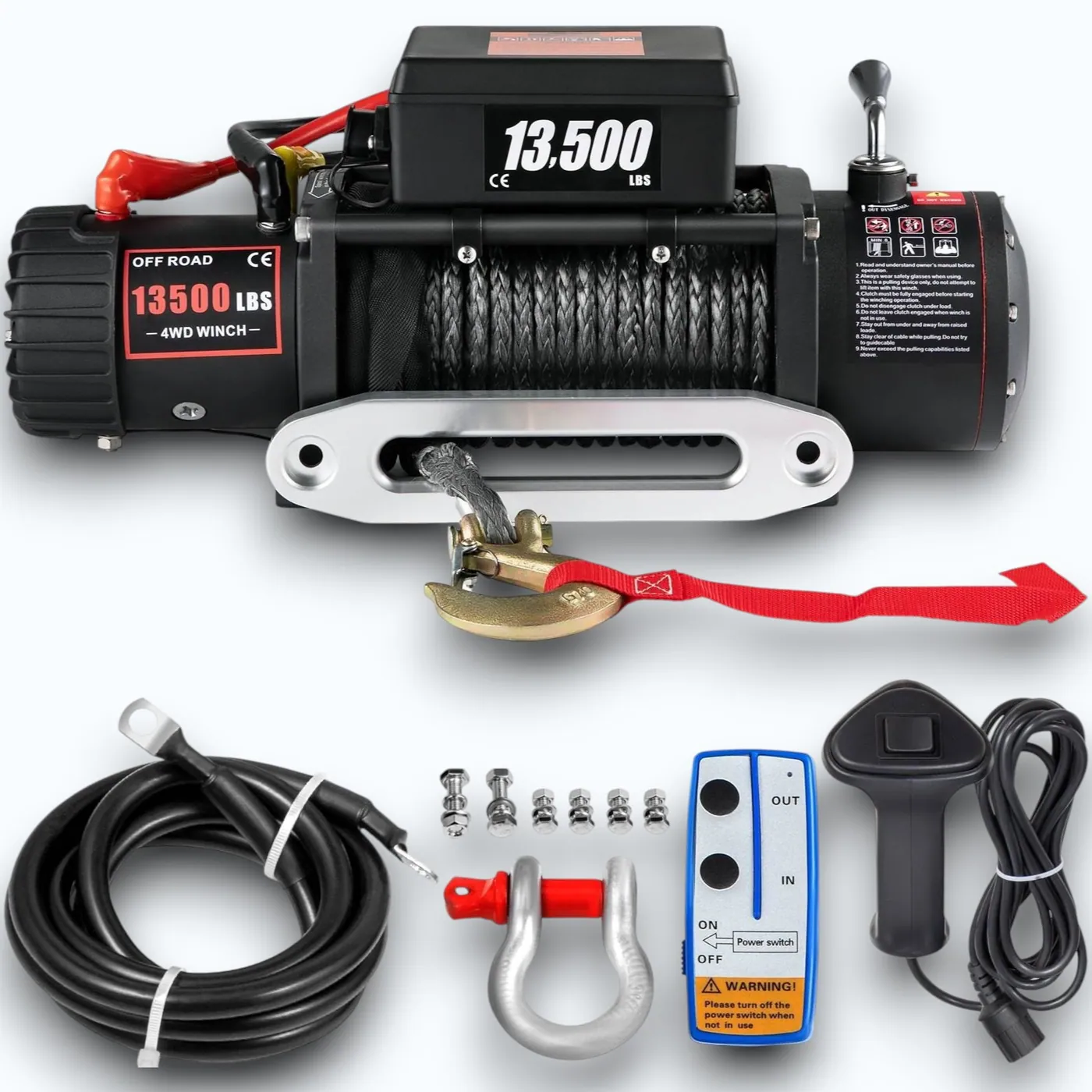 Treuil électrique 6T — Corde synthétique 24 m — Télécommande sans fil